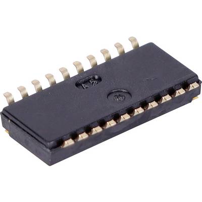 Ein schwarzer integrierter Schaltkreis mit mehreren Metallpins, der typischerweise in elektronischen Geräten zur Informationsverarbeitung verwendet wird.