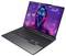 Ein moderner Laptop mit bunter Hintergrundbeleuchtung auf der Tastatur zeigt auf dem Bildschirm ein Cyberpunk-Thema mit einer futuristischen Figur.