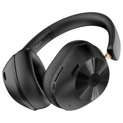 Schwarze Over-Ear-Kopfhörer mit Polsterung und Bedientasten an der Seite, geeignet für Musikgenuss und Geräuschunterdrückung.