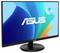 Ein ASUS-Monitor mit einem leuchtenden Display, das ein abstraktes blaues und grünes Hintergrundbild zeigt.