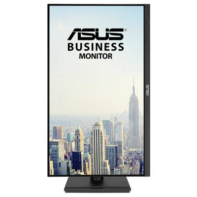'ASUS Business Monitor' mit einem Stadtbild von New York City im Hintergrund, Skyline mit Empire State Building zentral sichtbar.