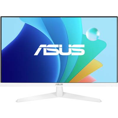 Ein ASUS-Monitor mit farbenfrohem Hintergrund zeigt das Markenlogo in der Mitte des Bildschirms.