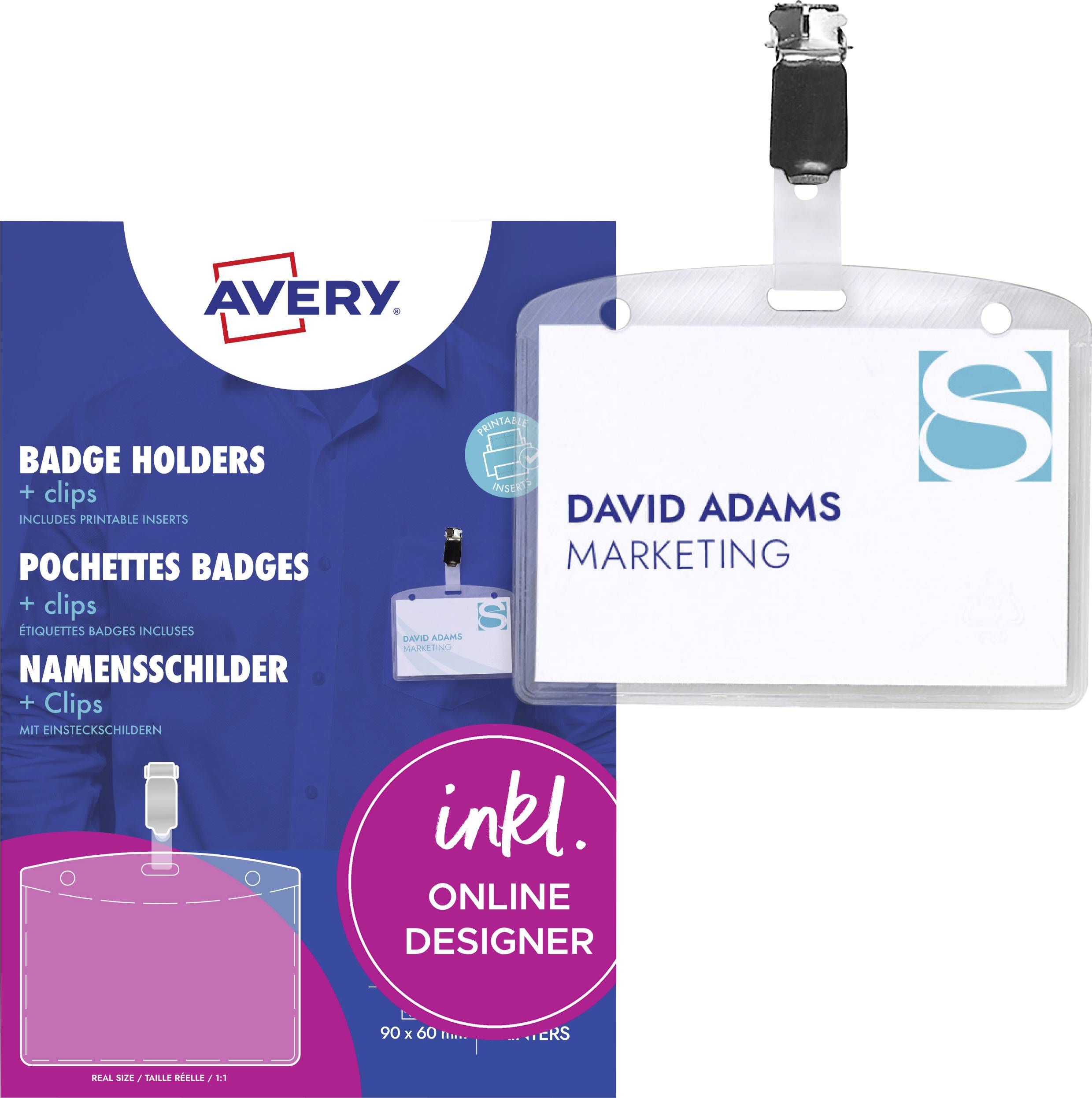 Avery-Zweckform 4822 Namensschild (B x H) 90 mm x 60 mm 25 St.