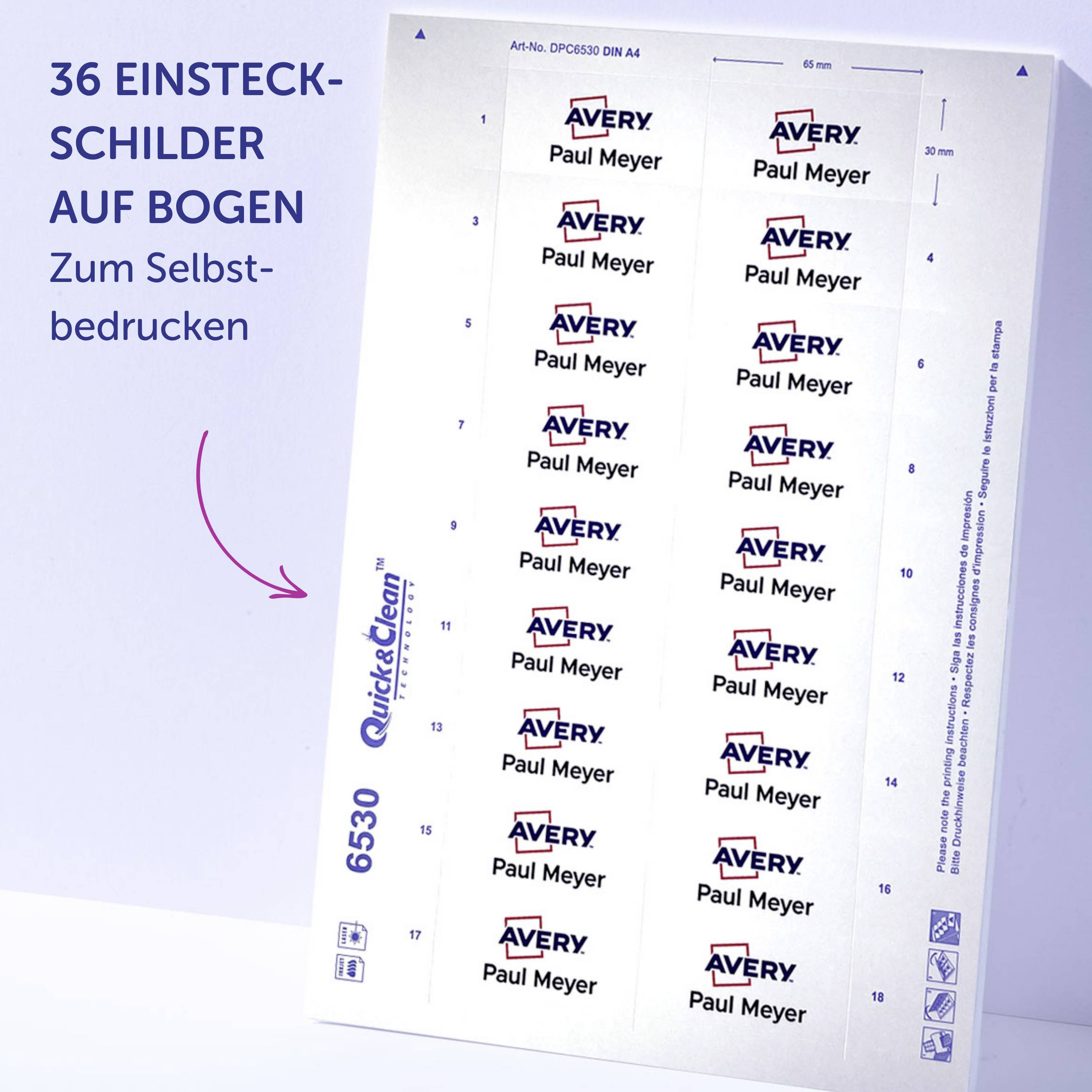 Avery-Zweckform POL30MA02-10DR Namensschild (B x H) 70 mm x 30 mm 10 St.-10