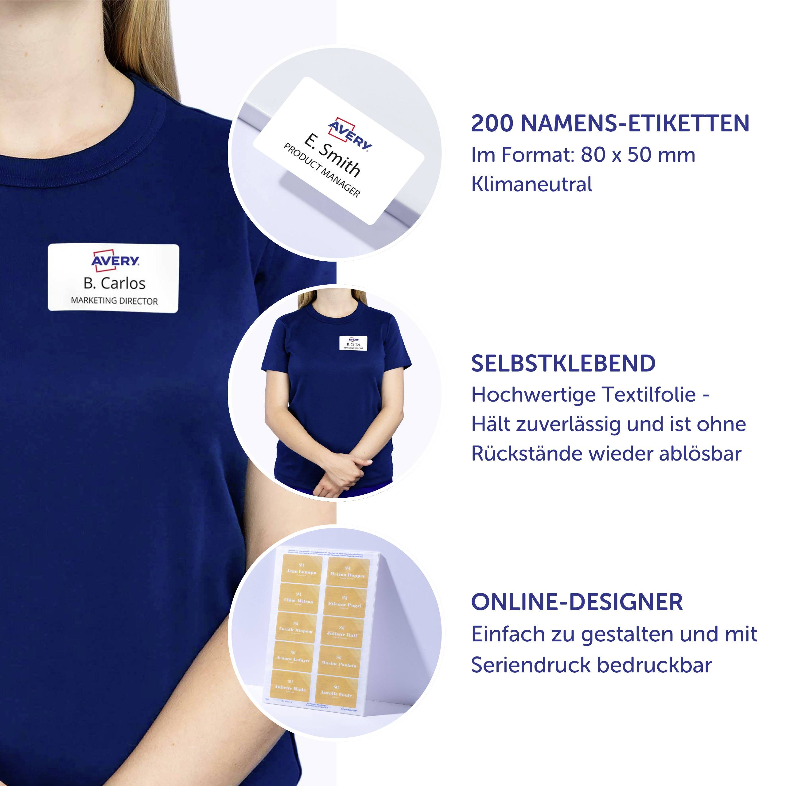 Avery-Zweckform J4785-20 Namensschild Kennzeichnungsetiketten (B x H) 80 mm x 50 mm 200 St.-7