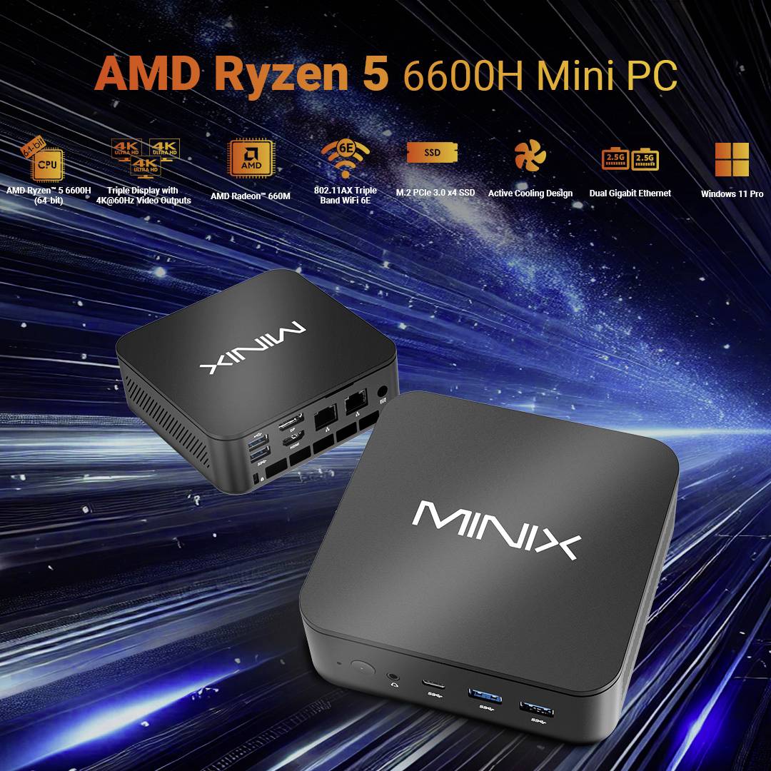 Minix Mini PC NGC NR660 AMD Ryzen 5 6600H 4.5 GHz 16 GB RAM 512 GB SSD AMD Radeon 660M NGC NR660-12