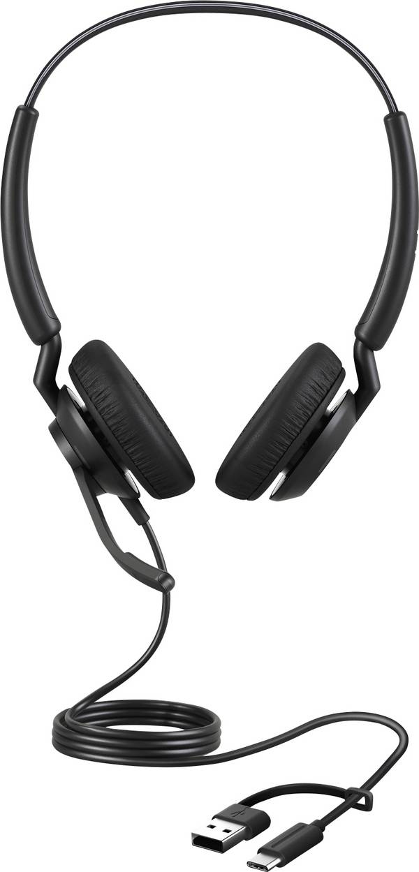 Jabra Engage 40 On Ear Headset kabelgebunden Stereo Schwarz Mikrofon-Rauschunterdrückung, Noise Cancelling Headset, Lautstärkeregelung, Mikrofon-Stummschaltung Telefon