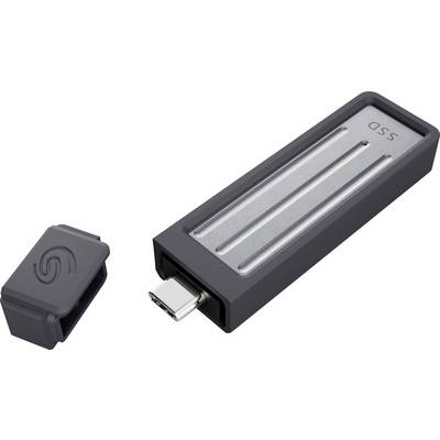 Externe SSD-Festplatte mit abnehmbarem Schutzcap. Sie verfügt über eine USB-C-Verbindung für schnellen Datentransfer.