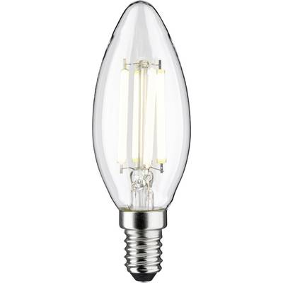 LED-Glühbirne in Kerzenform mit klarem Glas und sichtbaren Filamenten, ideal für dekorative Beleuchtung in Kronleuchtern.