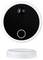 Runder, schwarzer Sensor mit weißem Rand und einem kleinen LED-Licht unter einer Kameraöffnung, genutzt für Bewegungsüberwachung.