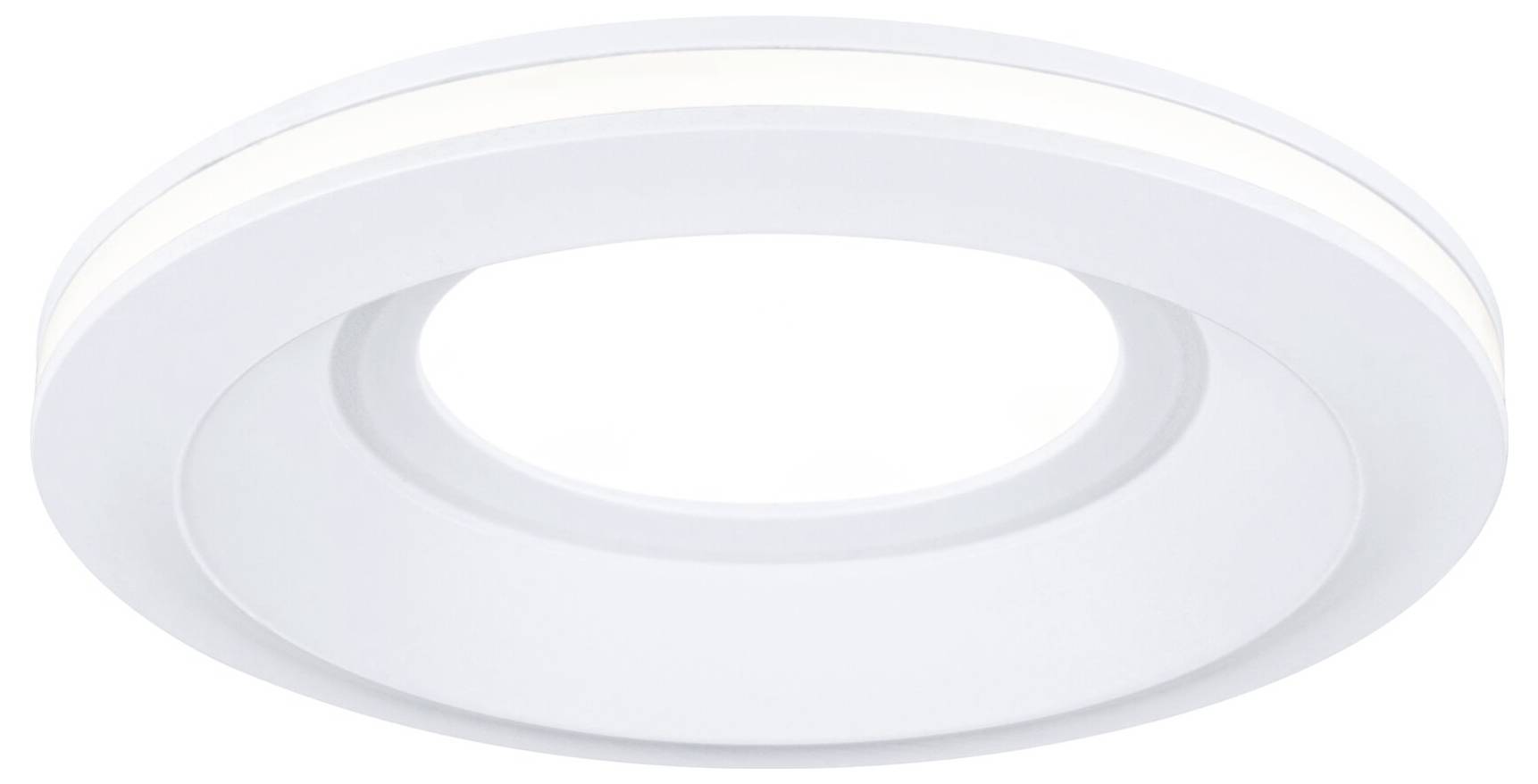 Weiße runde Deckenleuchte mit schmalem LED-Leuchtstreifen am Rand, passend für moderne Innenräume.