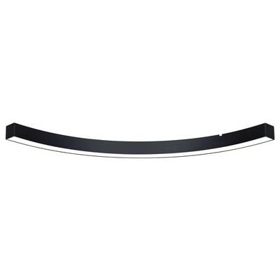 Bogenförmiges, schwarzes Element mit weißen Enden, das ein stilisiertes, minimalistisches Design darstellt.