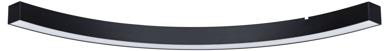 Ein halbrunder, schwarzer Türgriff mit schmalem, silberfarbenem Streifen entlang der unteren Kante.