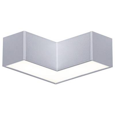 Silberne, V-förmige Deckenleuchte mit schlichtem Design, die gleichmäßiges Licht abstrahlt. Geeignet für moderne Innenräume.