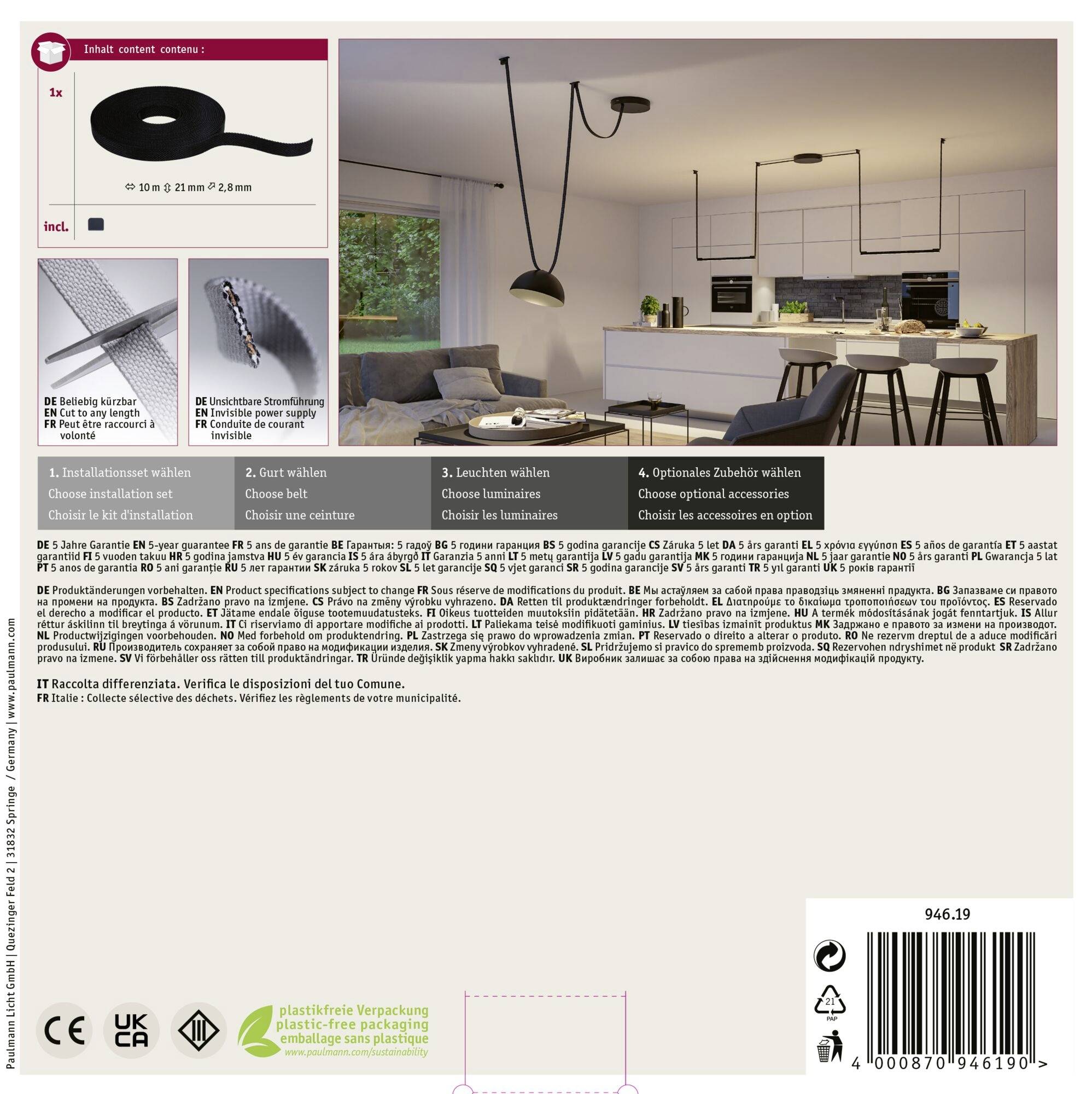 Paulmann 94619 Uline Niedervolt-Gurtsystem-Komponente Gurt-Stromführend Schwarz-5