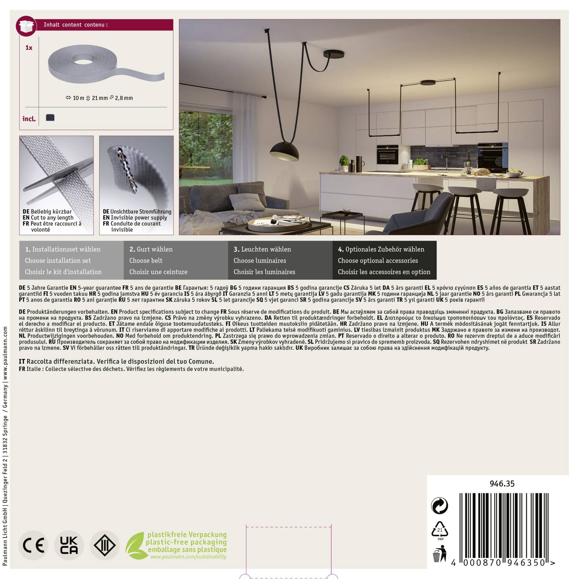 Paulmann 94635 Uline Niedervolt-Gurtsystem-Komponente Gurt-Stromführend Grau-5
