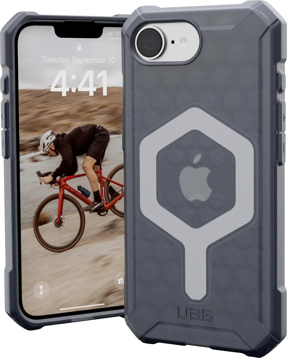 Urban Armor Gear Essential Armor Outdoorcase Apple iPhone 16e Grau, Transparent Induktives Laden, MagSafe kompatibel, St...