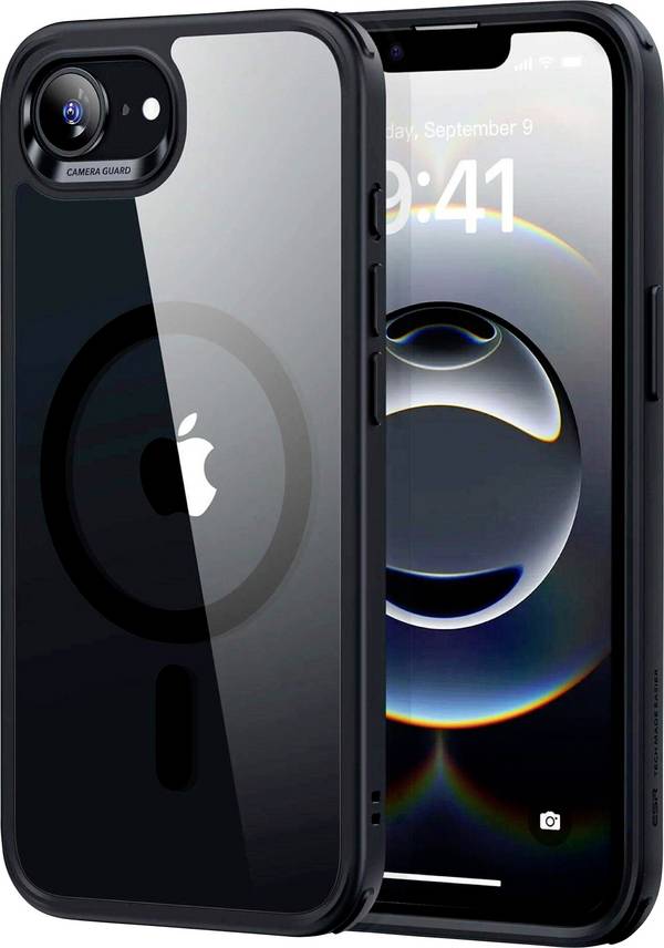 ESR Classic Hybrid HaloLock Backcover Apple iPhone 17e, iPhone 16e Transparent, Schwarz Induktives Laden, MagSafe kompatibel, Stoßfest 1A84200202