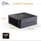 'CSL Mini PC - VenomBox HS', kompakter PC, schwarze Box. Maße: 55 mm hoch, 125 mm breit, 130 mm tief. Enthält Anschlüsse.