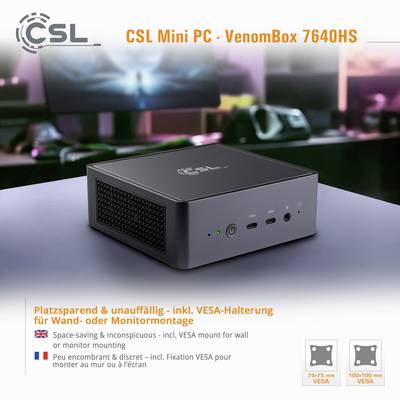 CSL Computer Mini PC VenomBox 7640HS AMD Ryzen 5 7640HS 5 GHz 16 GB RAM 500 GB SSD AMD Radeon™ 760M Win 11 Home 93130-7