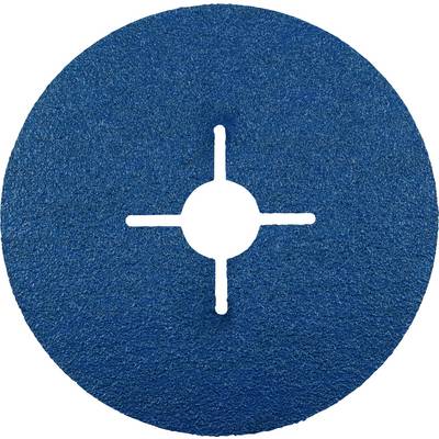 Blauer Schleifteller mit zentraler Kreuzöffnung für Werkzeugbefestigung. Geeignet für Schleifarbeiten auf Metall- und Holzoberflächen.