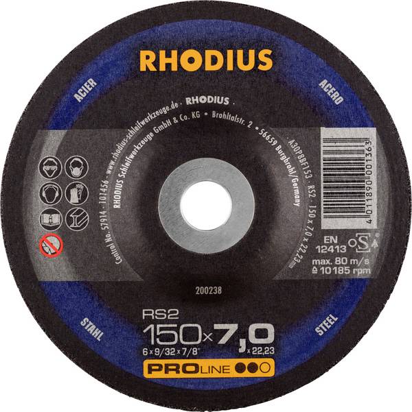 Rhodius 200238  Schruppscheibe Durchmesser 150 mm Bohrungs-Ø 22.23 mm Stahl 1 St.