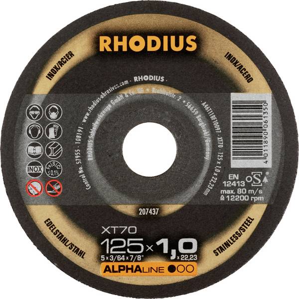 Rhodius XT70 207437 Trennscheibe gerade 125 mm 1 St. Edelstahl, Stahl