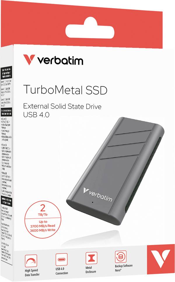 Verbatim TurboMetal 2 TB Externe SSD USB-C® (USB4®) Metall  32022
