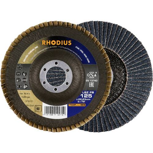 Thumbnail - Rhodius 211331 Fächerschleifscheibe Durchmesser 125 mm Bohrungs-Ø 22.23 mm Edelstahl, Stahl 1 St.
