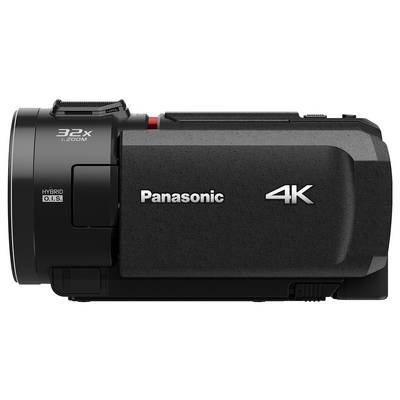 'Schwarze Panasonic 4K Videokamera mit 32x Zoom und Hybrid O.I.S.'