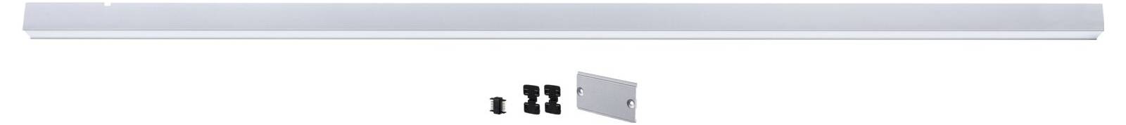 Aluminiumprofil mit Endkappen und Schrauben zur Abdeckung oder Befestigung, geeignet für LED-Streifen oder Lichtinstallationen.