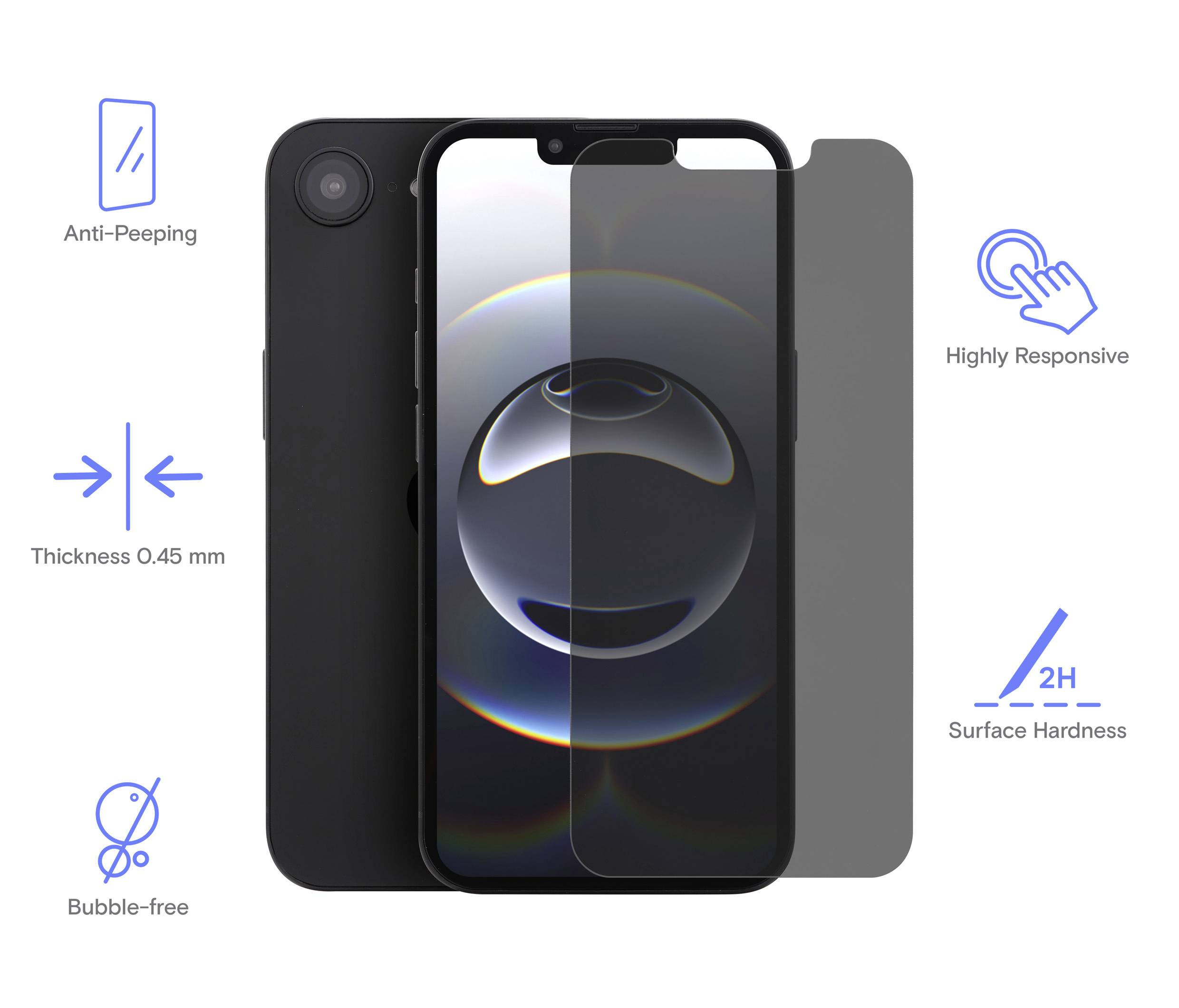 Renkforce Privacy Protection Displayschutzfolie mit Blickschutz iPhone 16e iPhone 16e 1 St. Anti-Fingerprint RF-6788308-3