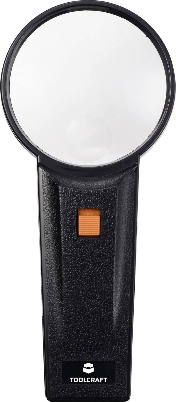 TOOLCRAFT TO-10182534  Handlupe mit LED-Beleuchtung Vergrößerungsfaktor: 2 x, 4 x Linsengröße: (Ø) 75 mm