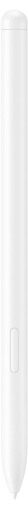 Ein weißer Stylus-Stift, zylindrisch und schlank, mit einer einzelnen Taste an der Seite.