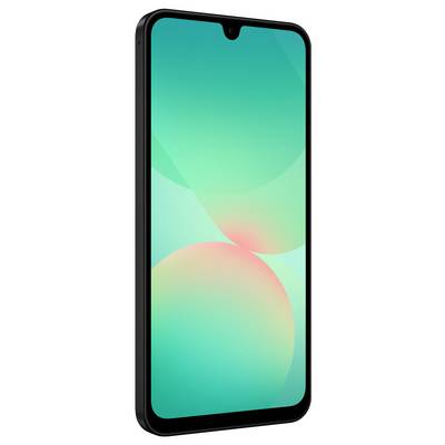Smartphone mit schwarzem Rand und neonfarbenem Bildschirm, der grüne und rote Farbverläufe zeigt.