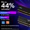 Crucial DDR5 Pro RAM mit XMP und EXPO, beworben als bis zu 44 % schneller. Enthält Vergleich mit einem Konkurrenten, zeigt RAM-Sticks.
