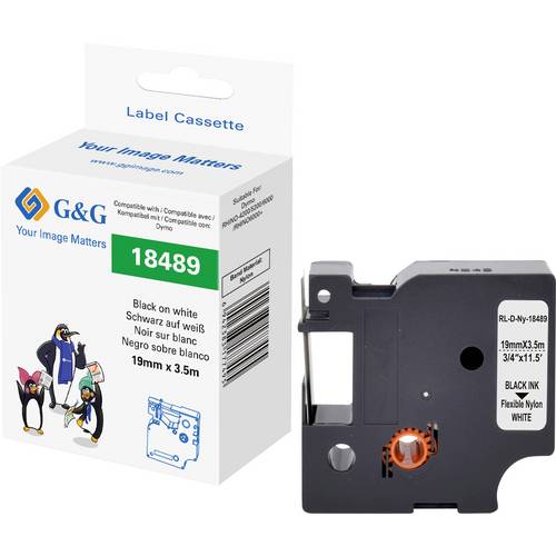 G&G Schriftband Polyamid Bandfarbe: Weiß Schriftfarbe: Schwarz 19 mm 3.5 m