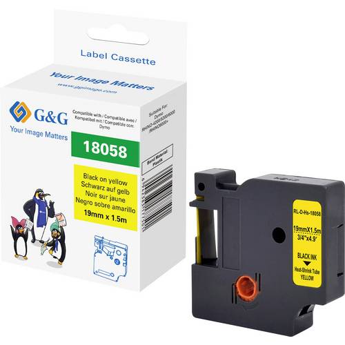 G&G Schriftband Polyolefin Bandfarbe: Gelb Schriftfarbe: Schwarz 19 mm 1.5 m