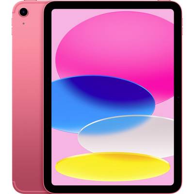 Ein Tablet mit einem bunten Hintergrund auf dem Bildschirm. Das Gehäuse des Tablets ist rosa.