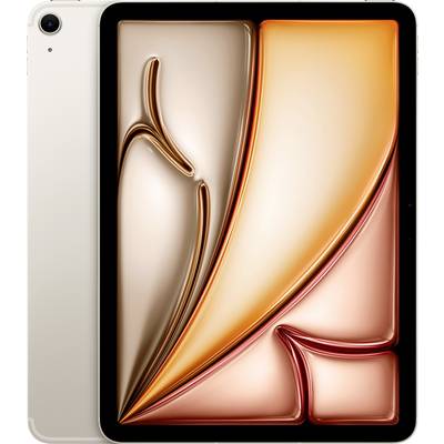 Ein modernes Tablet mit einem abstrakten, farbenfrohen Hintergrundmuster in Orange- und Beigetönen, das die gesamte Bildschirmfläche bedeckt.