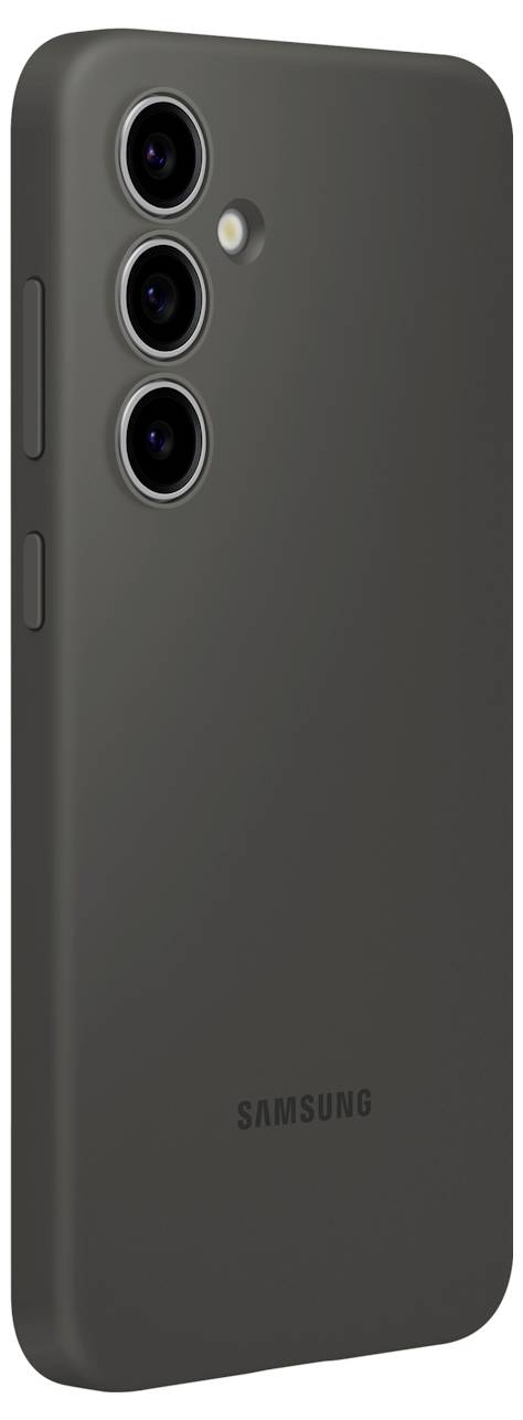 Schwarzes Smartphone mit drei vertikalen Kameras auf der Rückseite, Markenname auf der Unterseite sichtbar.