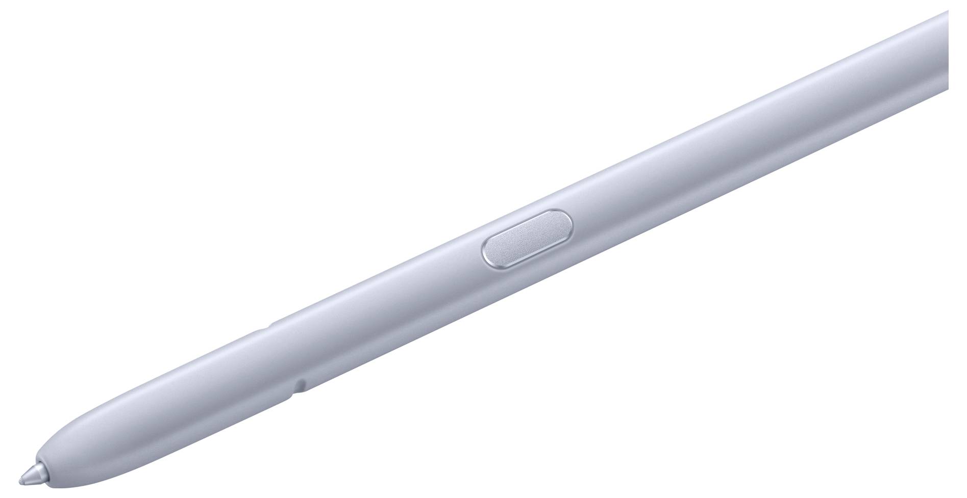 Ein silberfarbener digitaler Stylus mit einer seitlichen Taste, geeignet für Touchscreen-Geräte.