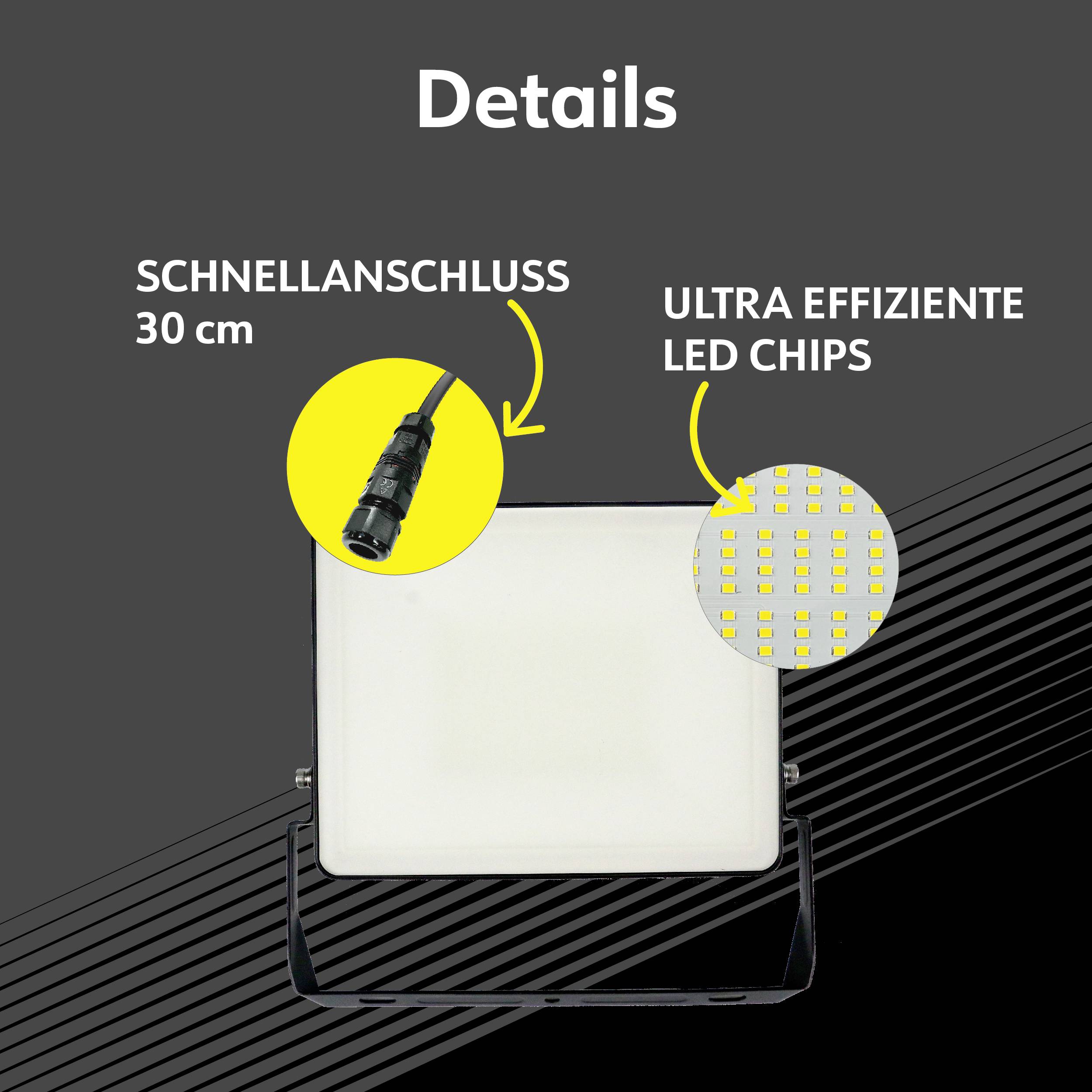 Helles LED-Licht mit Schnellanschluss, 30 cm. Hervorgehobene ultraeffiziente LED-Chips.