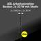 'LED Arbeitsstrahler Boston 2x 30 W mit Stativ, 2x 3380 lm, IP44' zeigt einen doppelten Scheinwerfer auf einem Stativ.