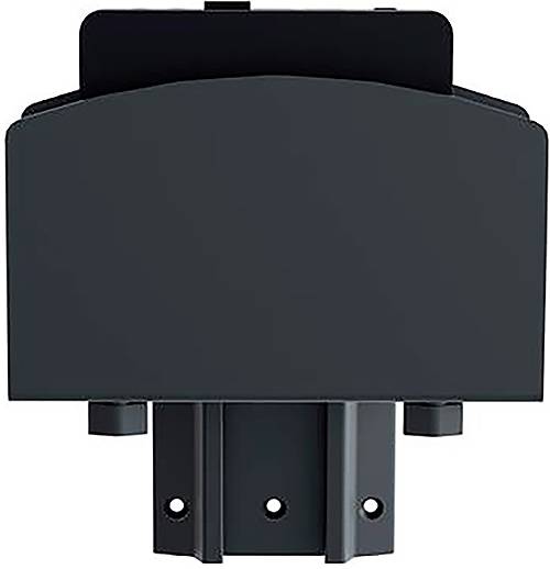 Ein schwarzes, rechteckiges Elektrogerät mit Flansch an der Unterseite. Es scheint zur Befestigung oder Verbindung gedacht zu sein.
