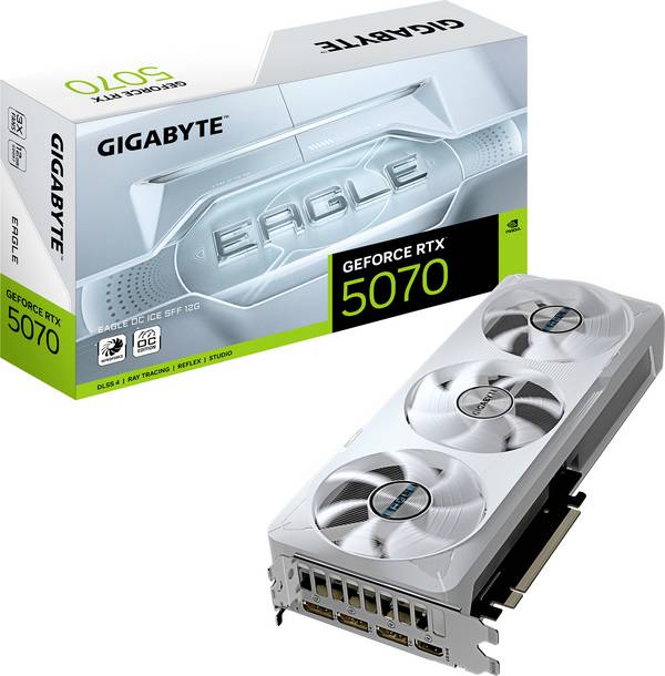 Gigabyte Grafikkarte Nvidia GeForce RTX 5070 GeForce RTX 5070 EAGLE OC ICE SFF 12G  12 GB GDDR7-RAM PCIe x16  HDMI® 2.1, DisplayPort 2.1
