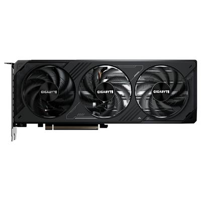 Schwarze Grafikkarte mit drei Lüftern und dem Markennamen 'GIGABYTE' auf jedem Lüfter.