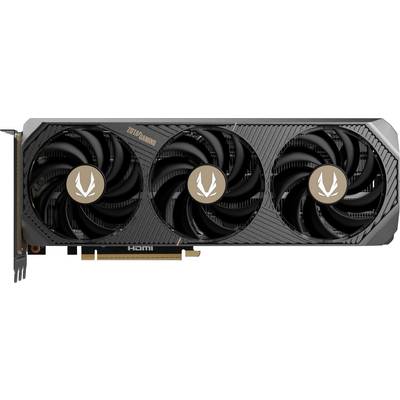 Schwarze Grafikkarte mit drei Lüftern, die das Logo eines Herstellers tragen. Auf der Seite steht 'ZOTAC GAMING'. HDMI-Anschluss sichtbar.