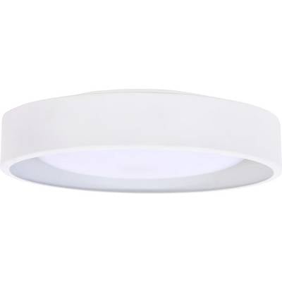 Ein runder LED-Deckenstrahler mit weißem Gehäuse; minimalistisch und modern, geeignet für Innenbeleuchtung.