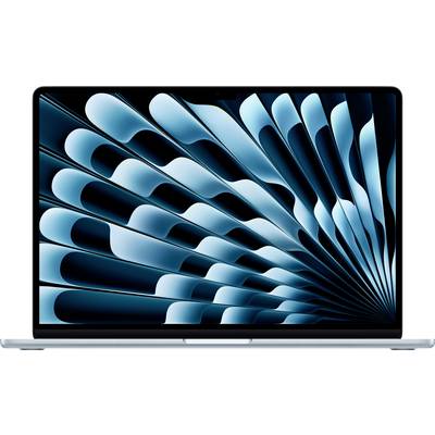 Ein Laptop mit einem abstrakten, mehrfarbigen Wellenmuster auf dem Bildschirm, das ein Gefühl von Tiefe und Bewegung vermittelt.